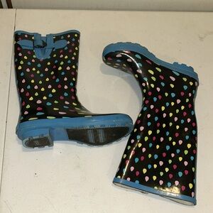 Serra Women's Black Rain Boots with Multicolor Raindrops